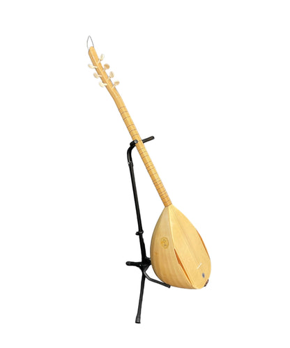 Seitenansicht von einem weißen Saz mit Ahorn holz Korpus